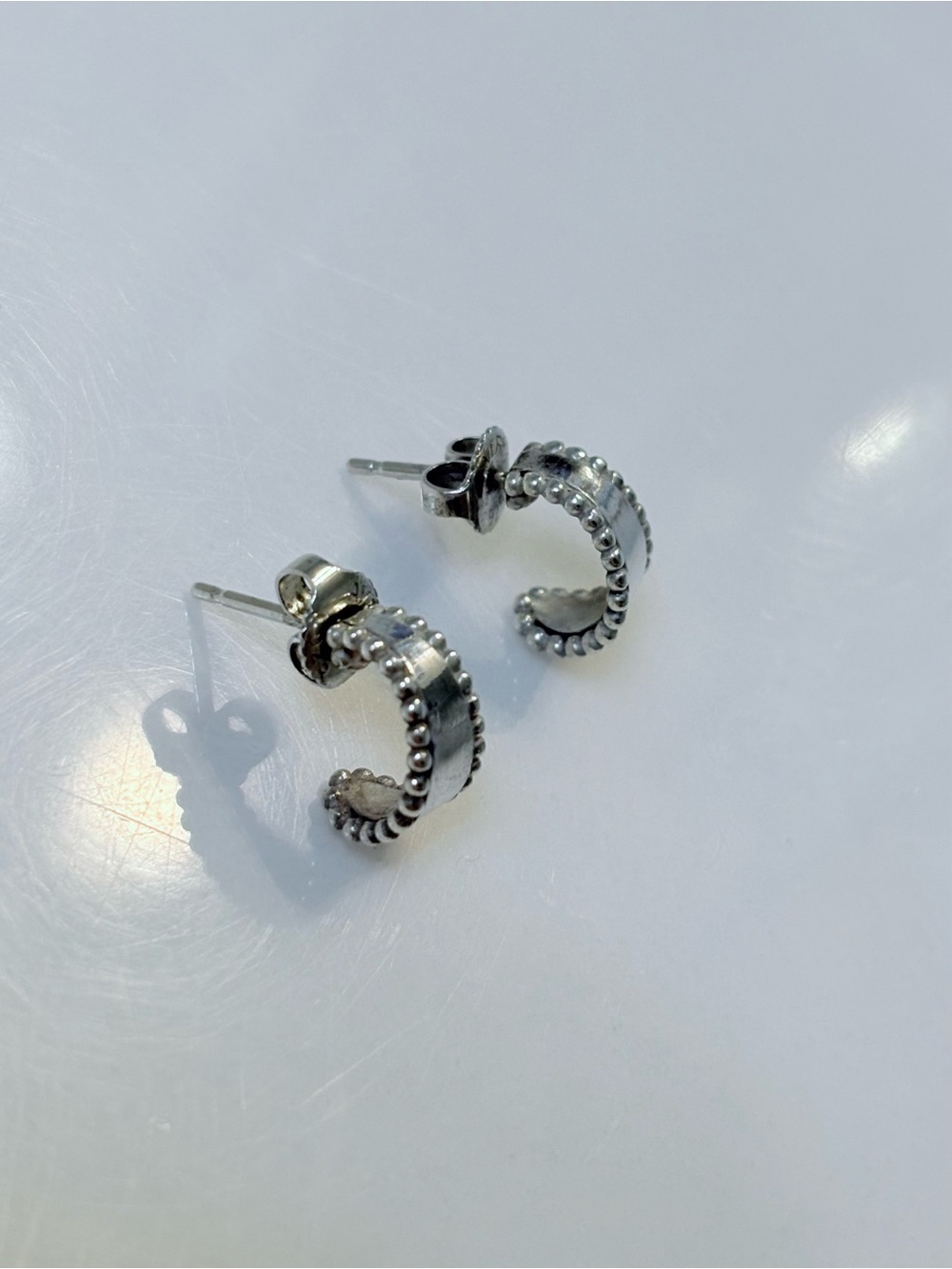 Rare! James Avery Sterling Silver Beaded Half-Hoop Earrings—retired